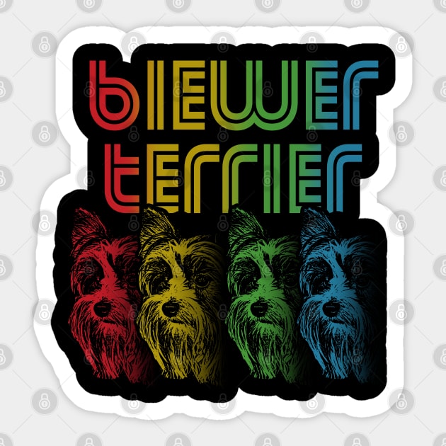 Cool Retro Groovy Biewer Terrier Dog Sticker by Madfido